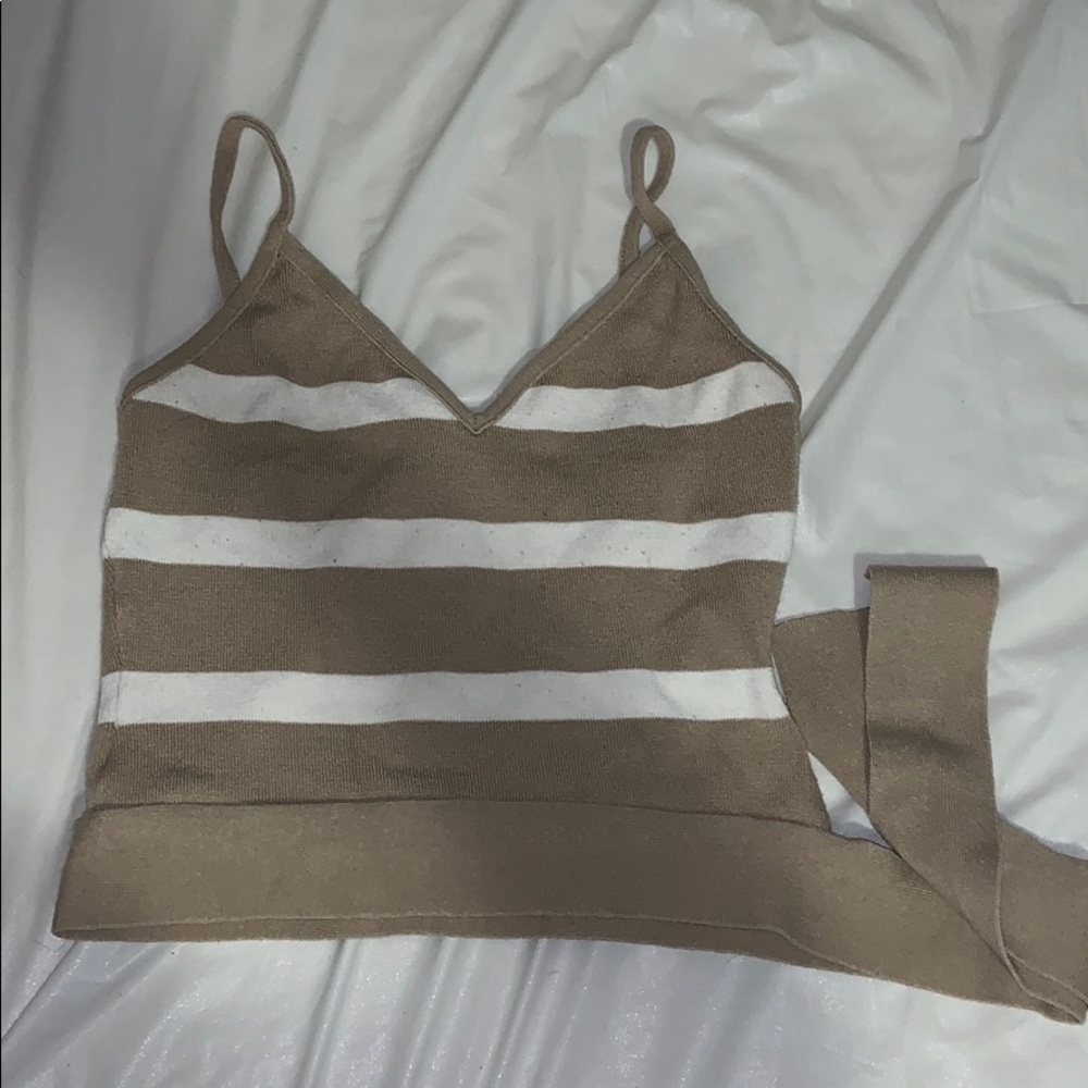 Crop Spaghetti strap tie up top